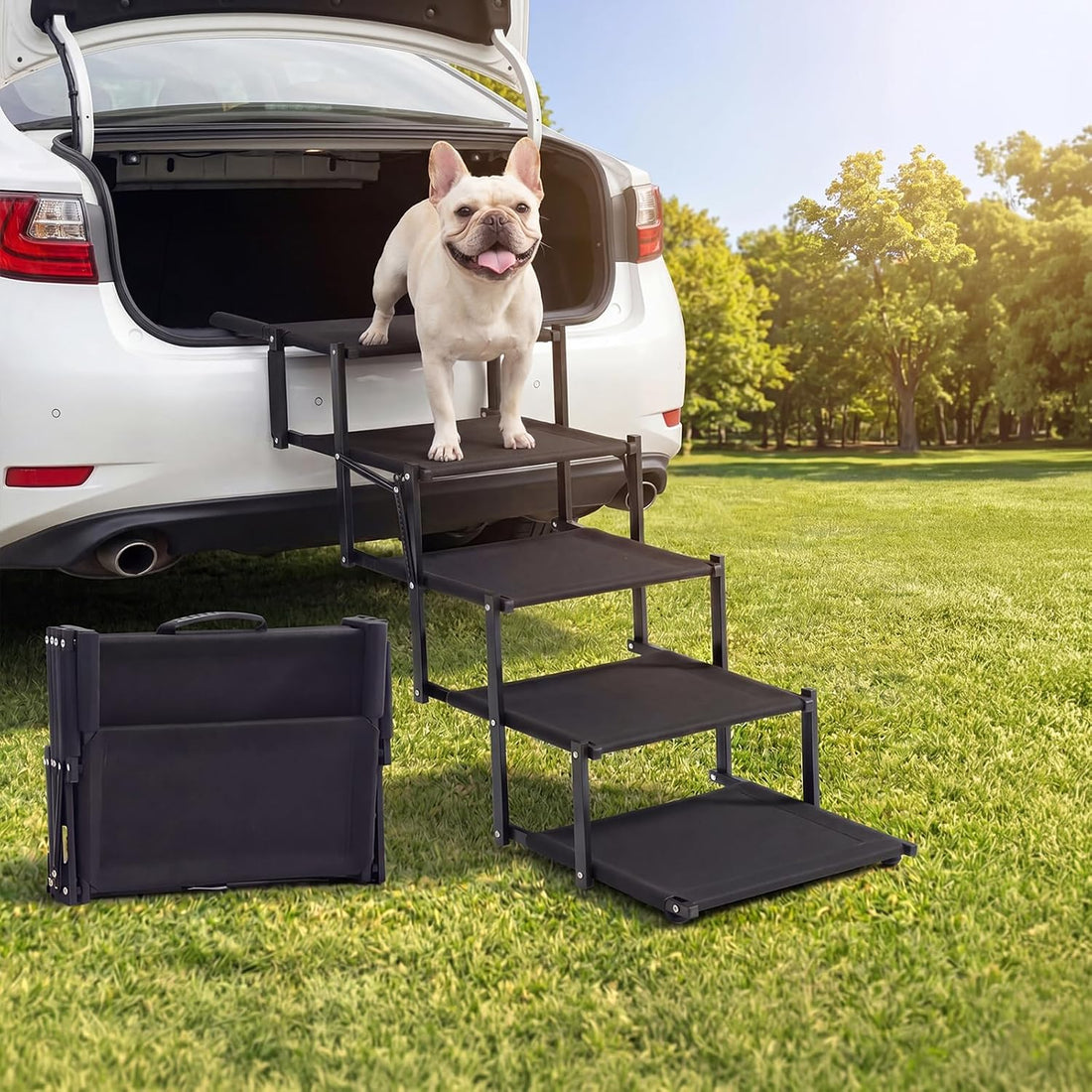 Dog Ramp for Car, Foldable Dog Stairs for Small Dogs