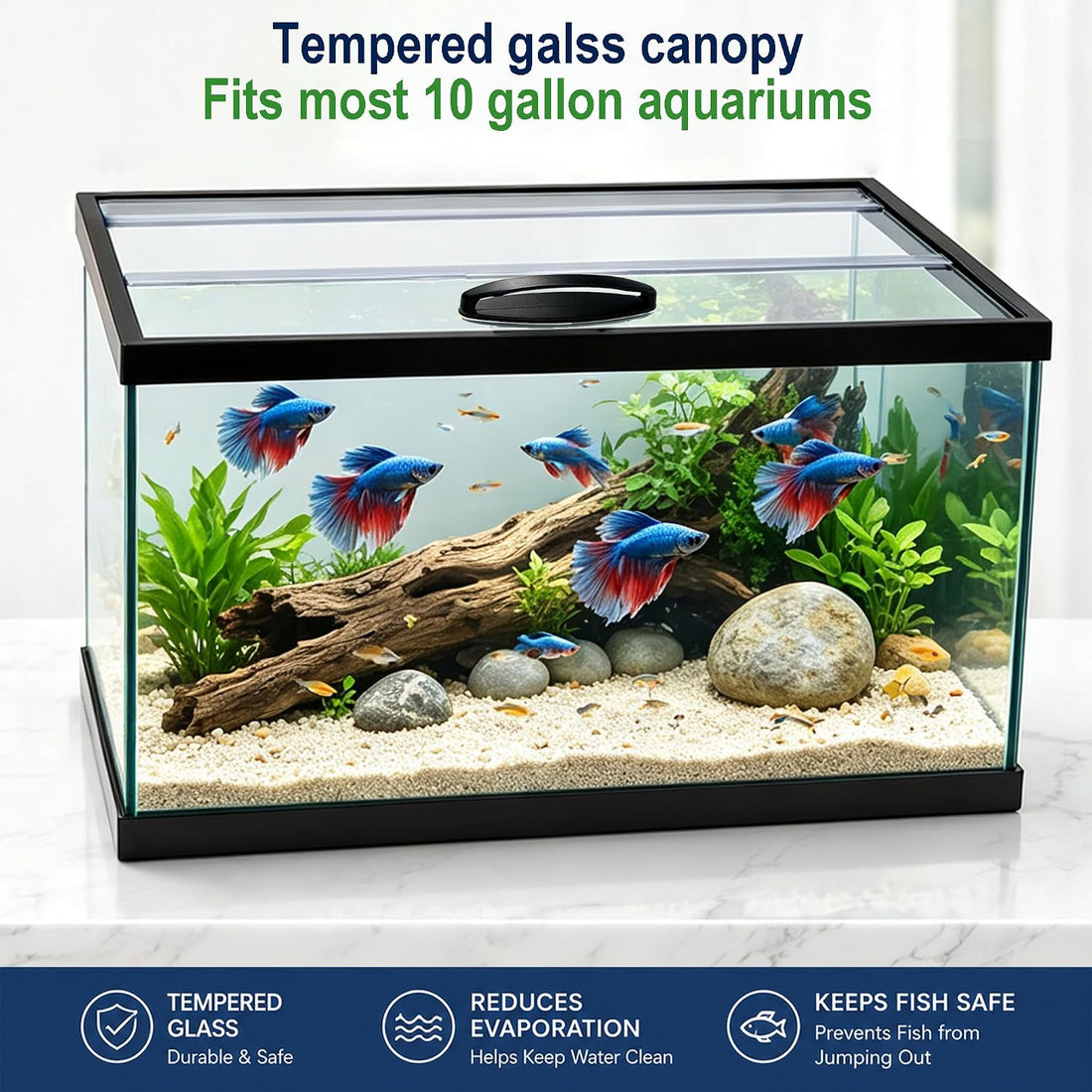 Clear Tempered Glass Aquarium Canopy Replacement Lid