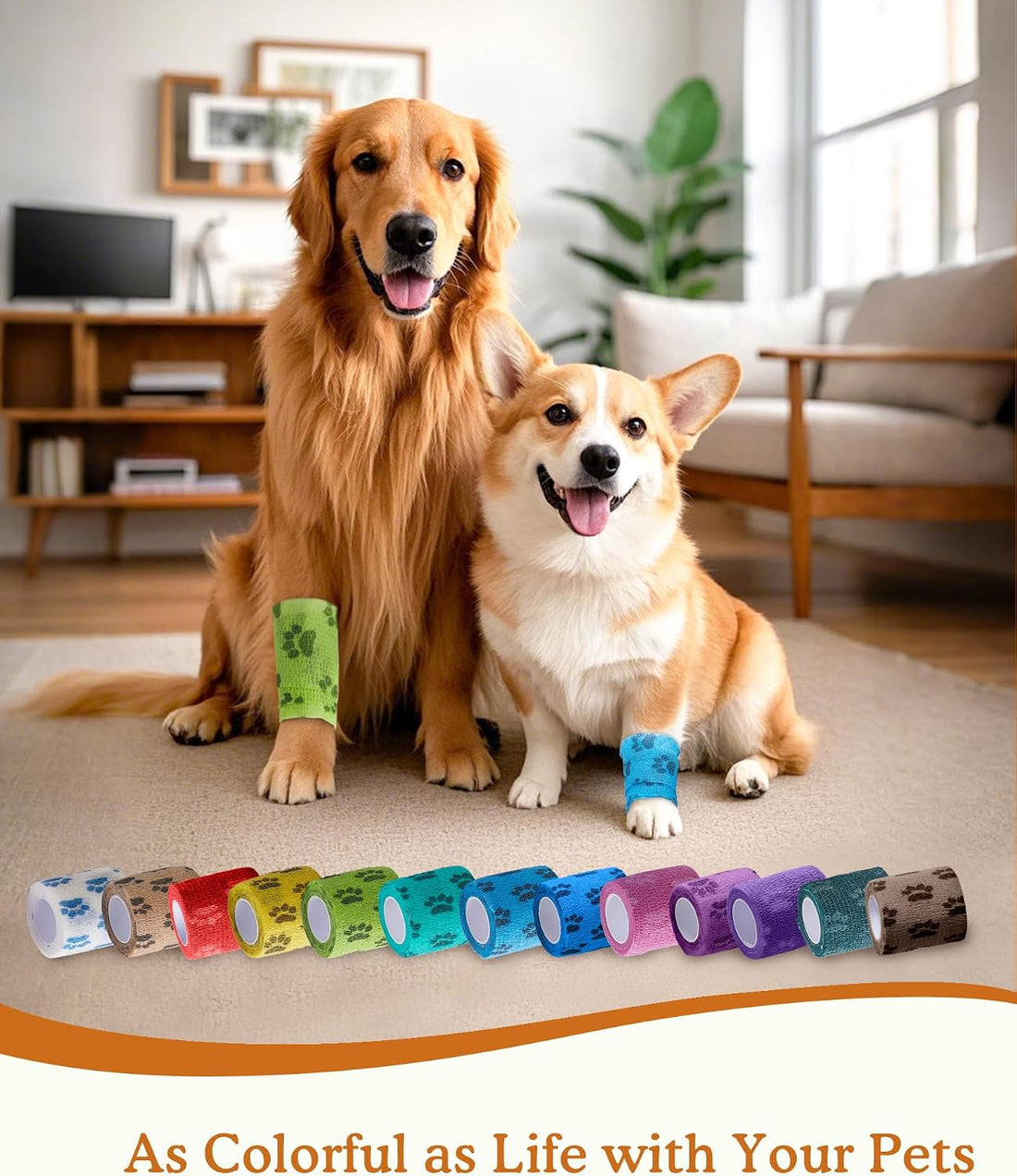 Self Adhesive Bandage Vet Wrap, 8 Rolls for Dog Cat Horse First Aid
