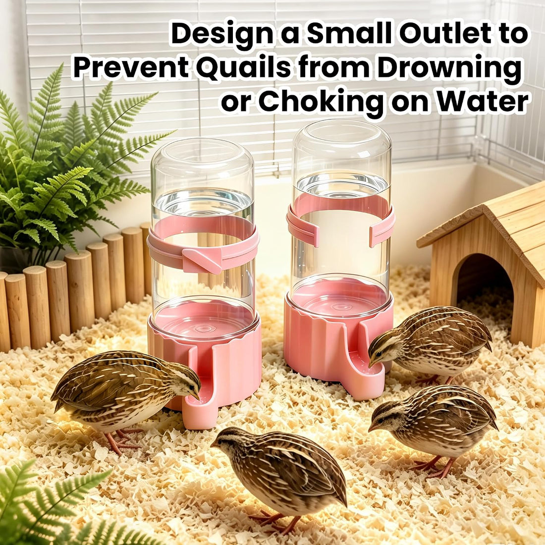 2-Pack 16.9 oz Quail Chick Automatic Waterer,No Waste Hanging Quail