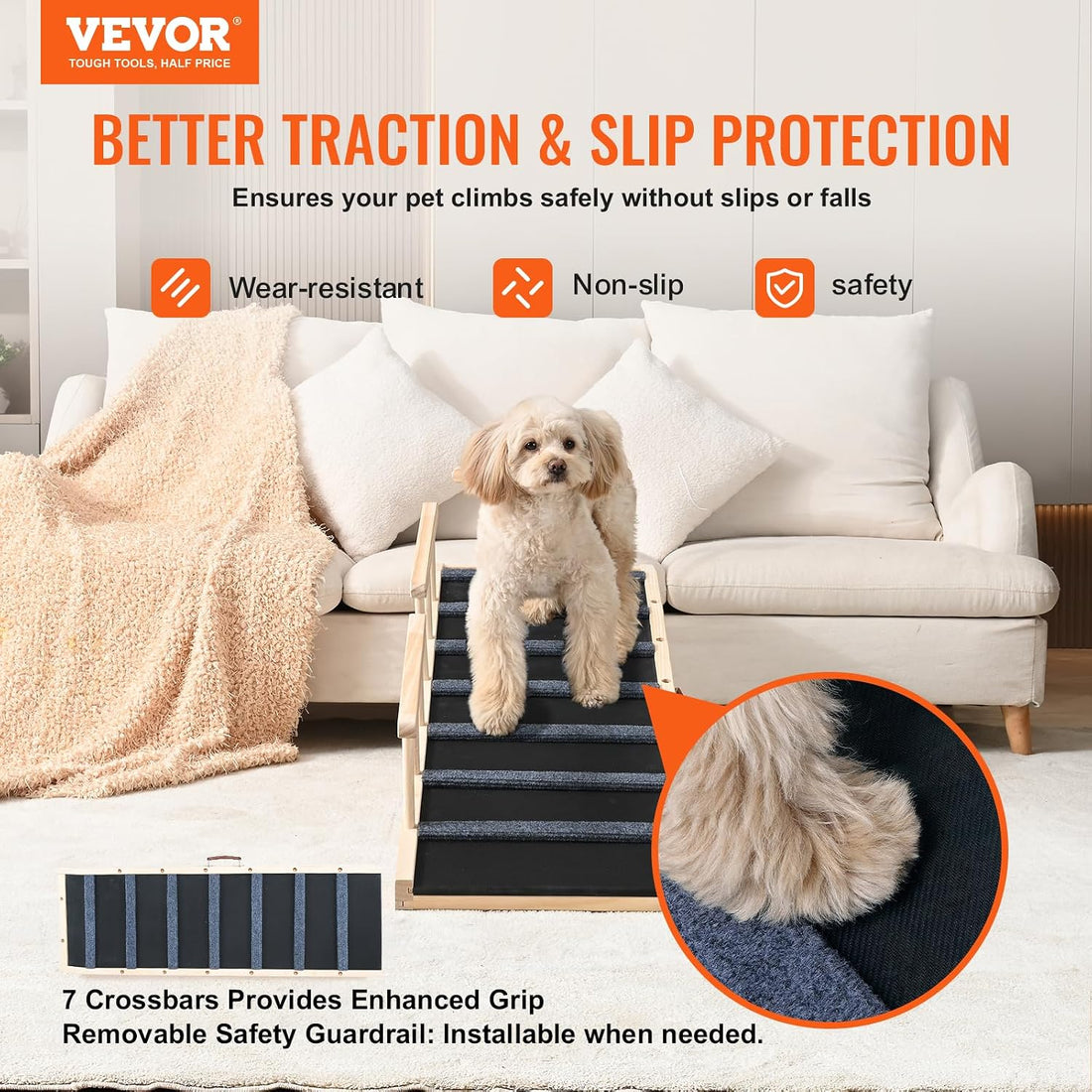 VEVOR Dog Ramp, Folding Pet Ramp for Bed