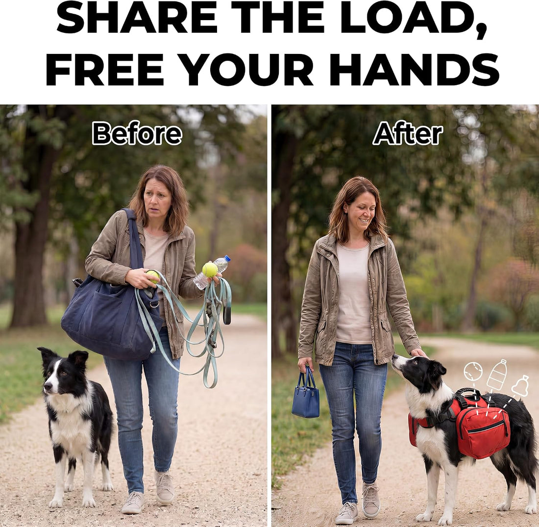 2-in-1 Detachable Dog Backpack Harness for Day Hiking (Medium)