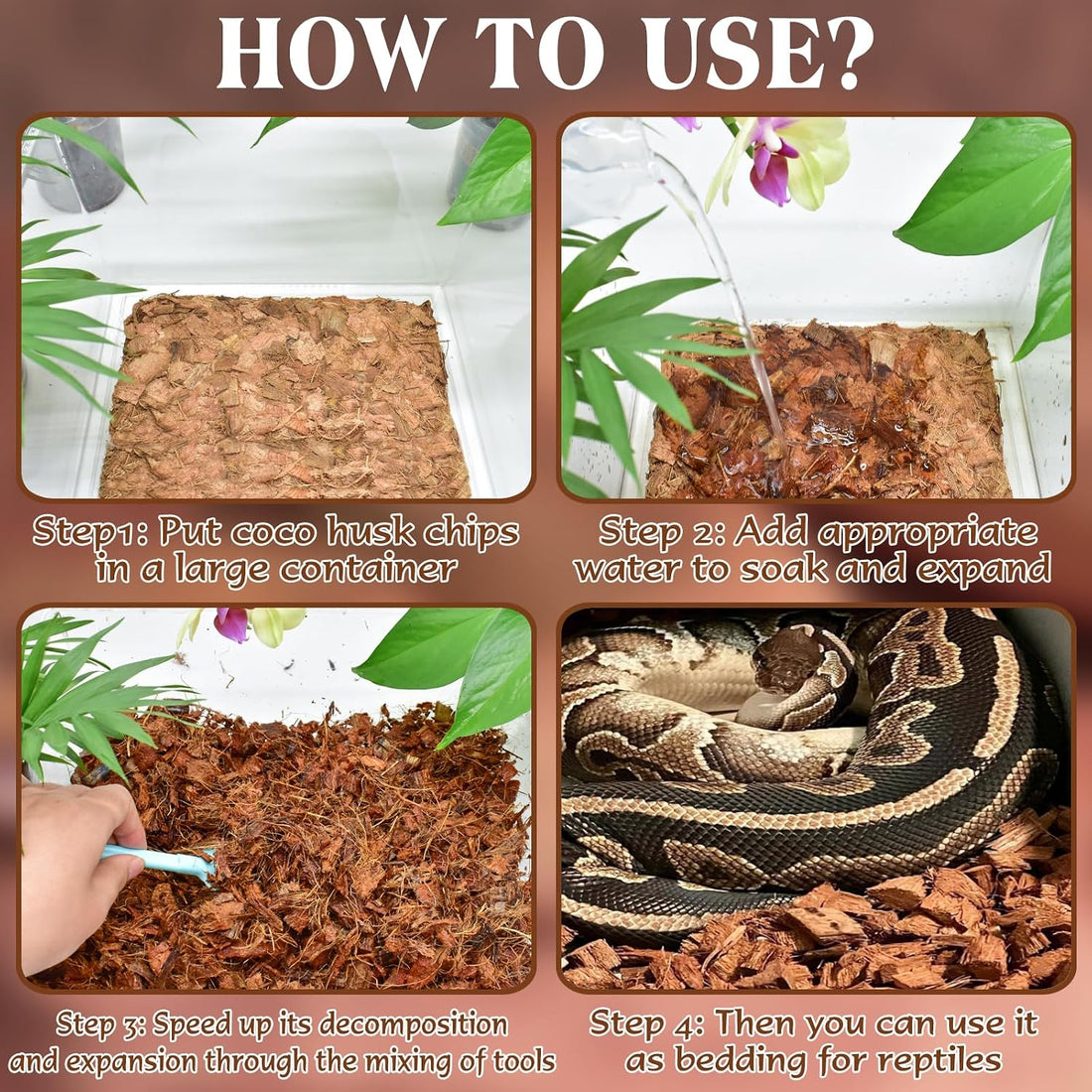 ZeeDix 10LBS Coconut Husk Chip Substrate for Reptiles