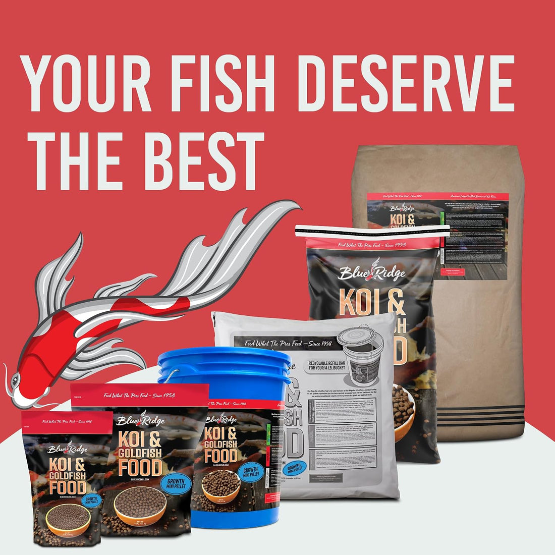 Blue Ridge Koi Fish Food, Growth Formula Mini, 1/8" Pellets, 5 lb