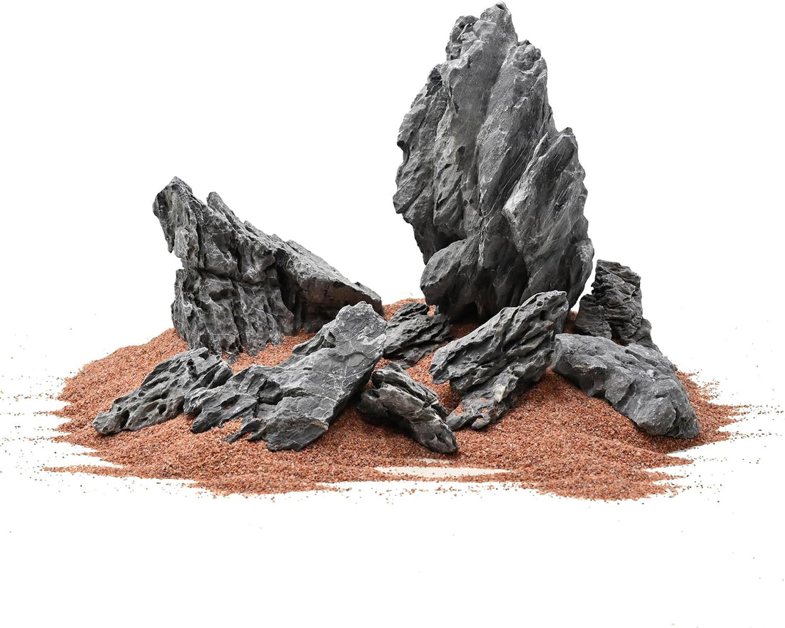Black Lava Rock Aquarium Stones for Fish Tank,3LB 3-5inches