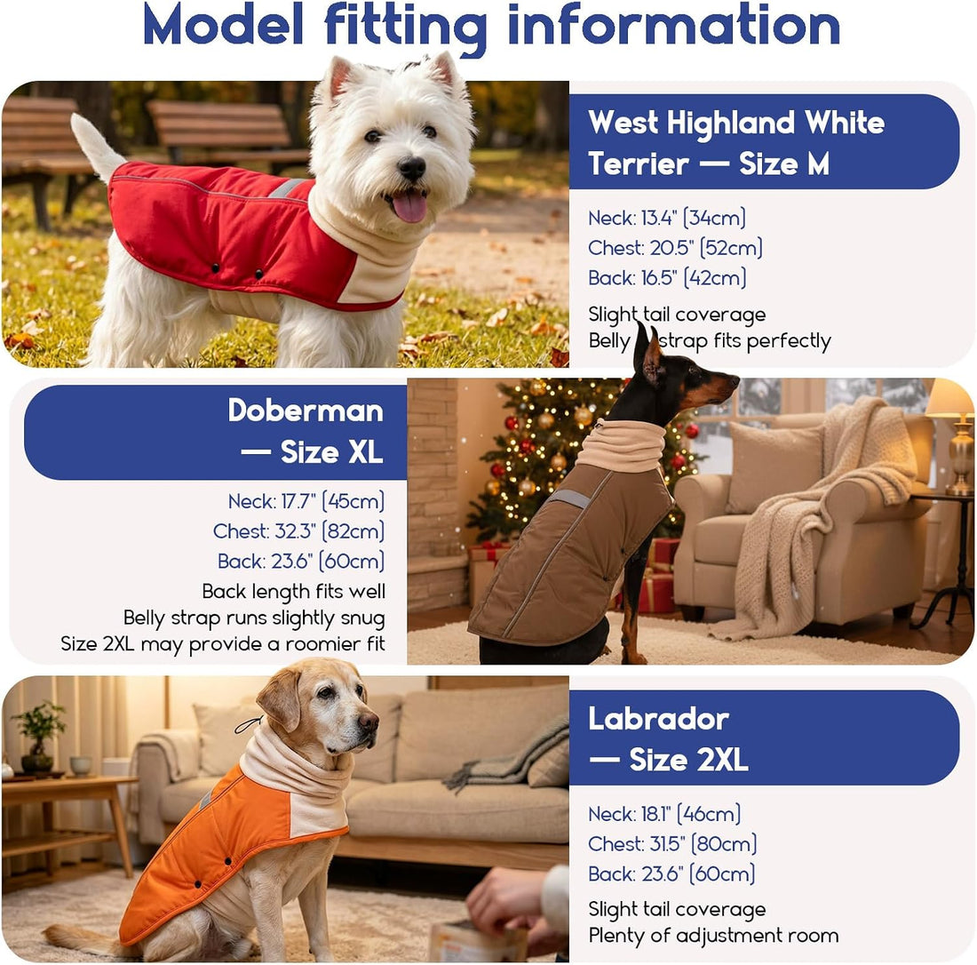 ASENKU Dog Coat Turtleneck Dog Winter Jacket for Small Medium Large