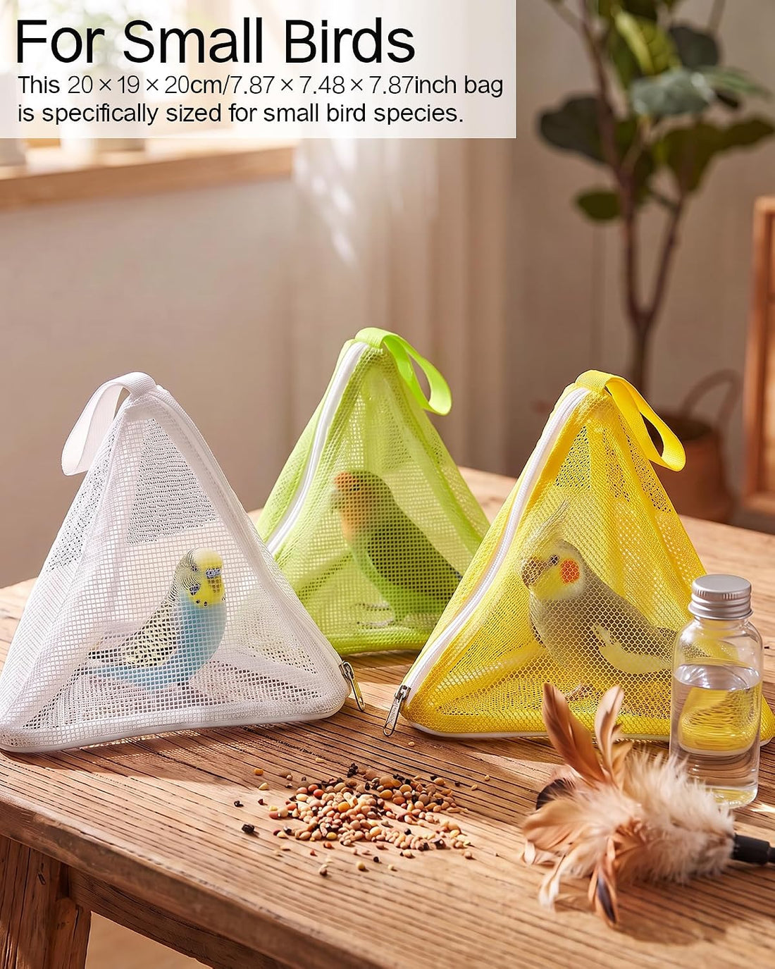 Parrot Triangle Mesh Bag Bird Walking Carrier with Hanging Loop