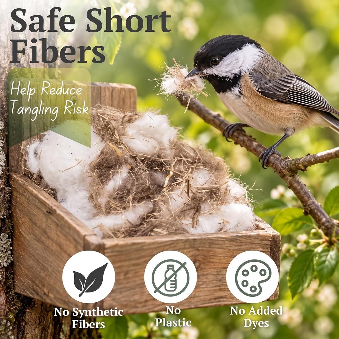 Natural Bird Nesting Material 3.6 oz Nest Bedding Supplies for Wild