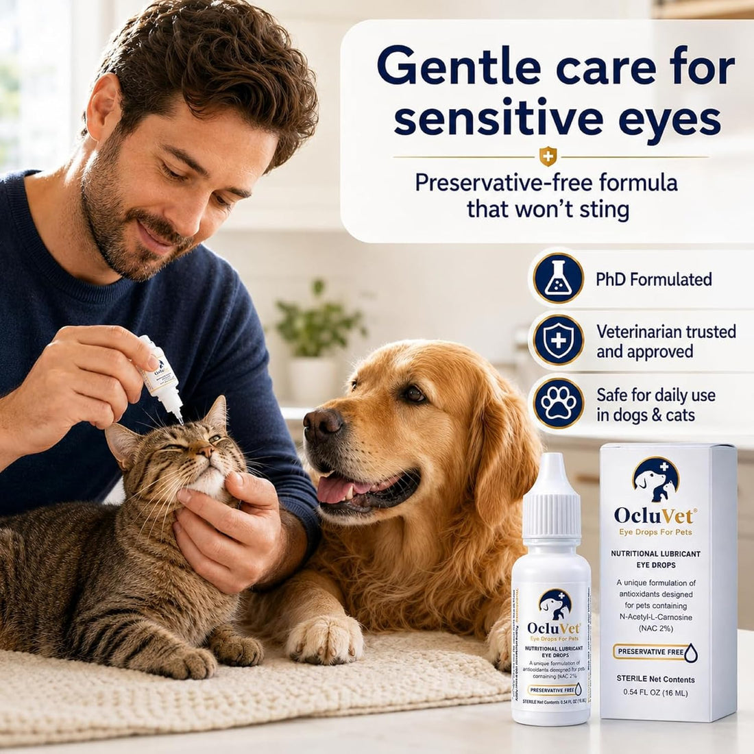 OcluVet Pet Eye Drops for Dogs & Cats, 2% NAC, 16 mL