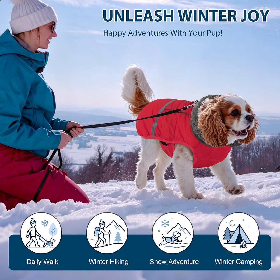 Dogcheer Warm Dog Coat, Christmas Dog Jacket Waterproof Puppy Winter