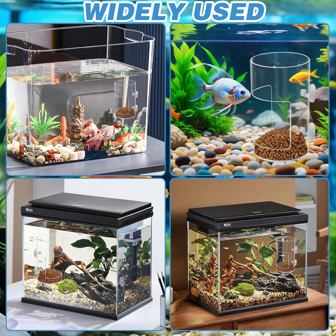 2Pcs Aquarium Fish Feeder Feeding Tray with Suction Cup