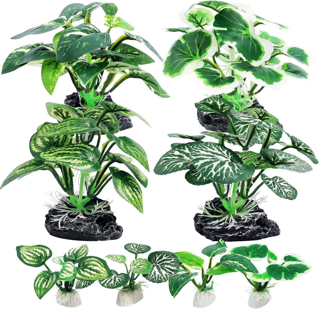 5Pack Tall Aquarium Plants - Reptile Habitat Plants Realistic Silk