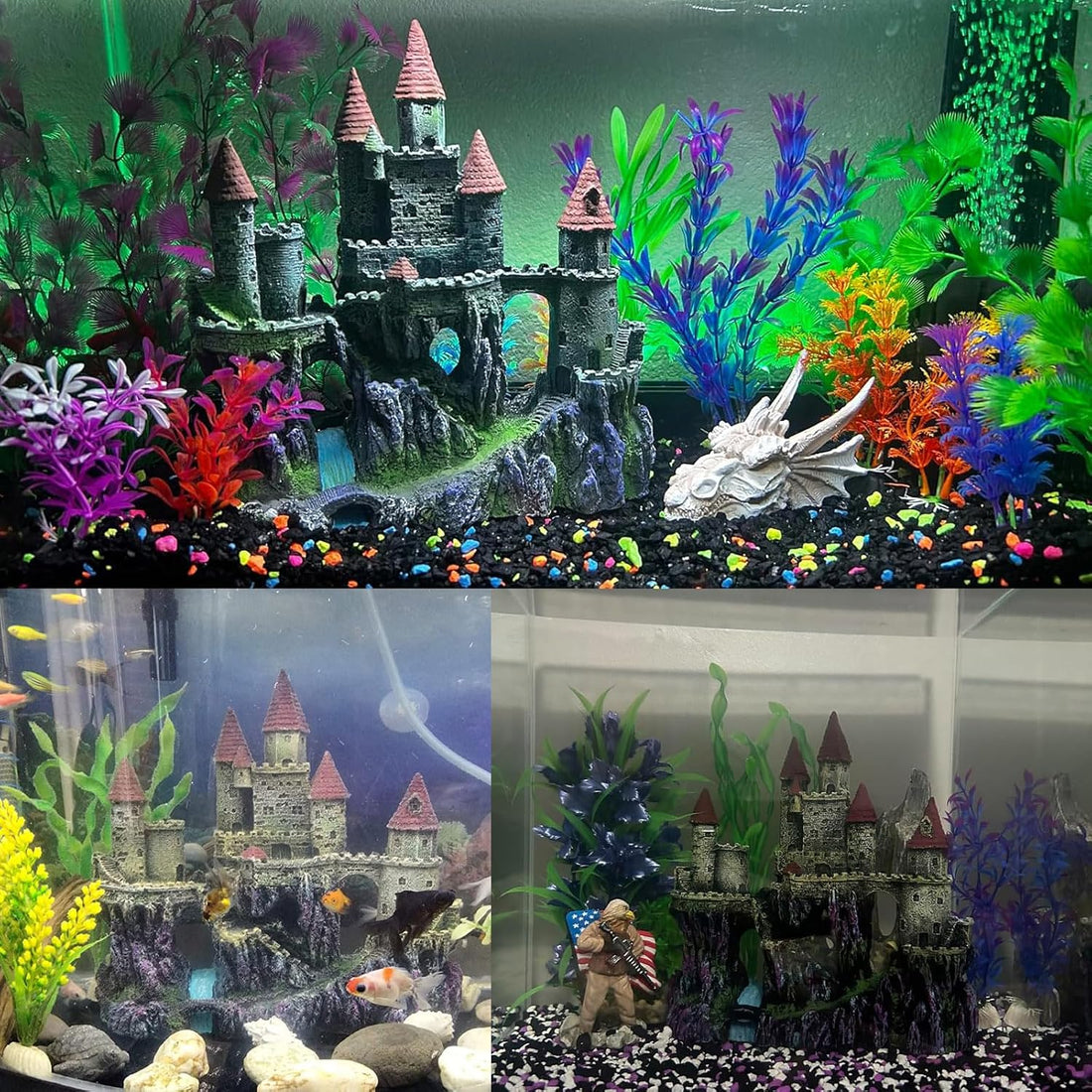 PINVNBY Aquarium Resin Castle Decoration,Fish Tank Driftwood Castle