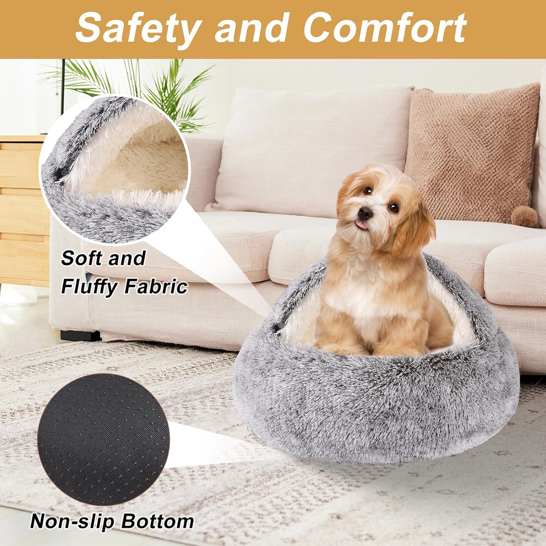 Hooded Dog Bed for Small Dogs, Dog Cave Bed, Nest Dog Beds