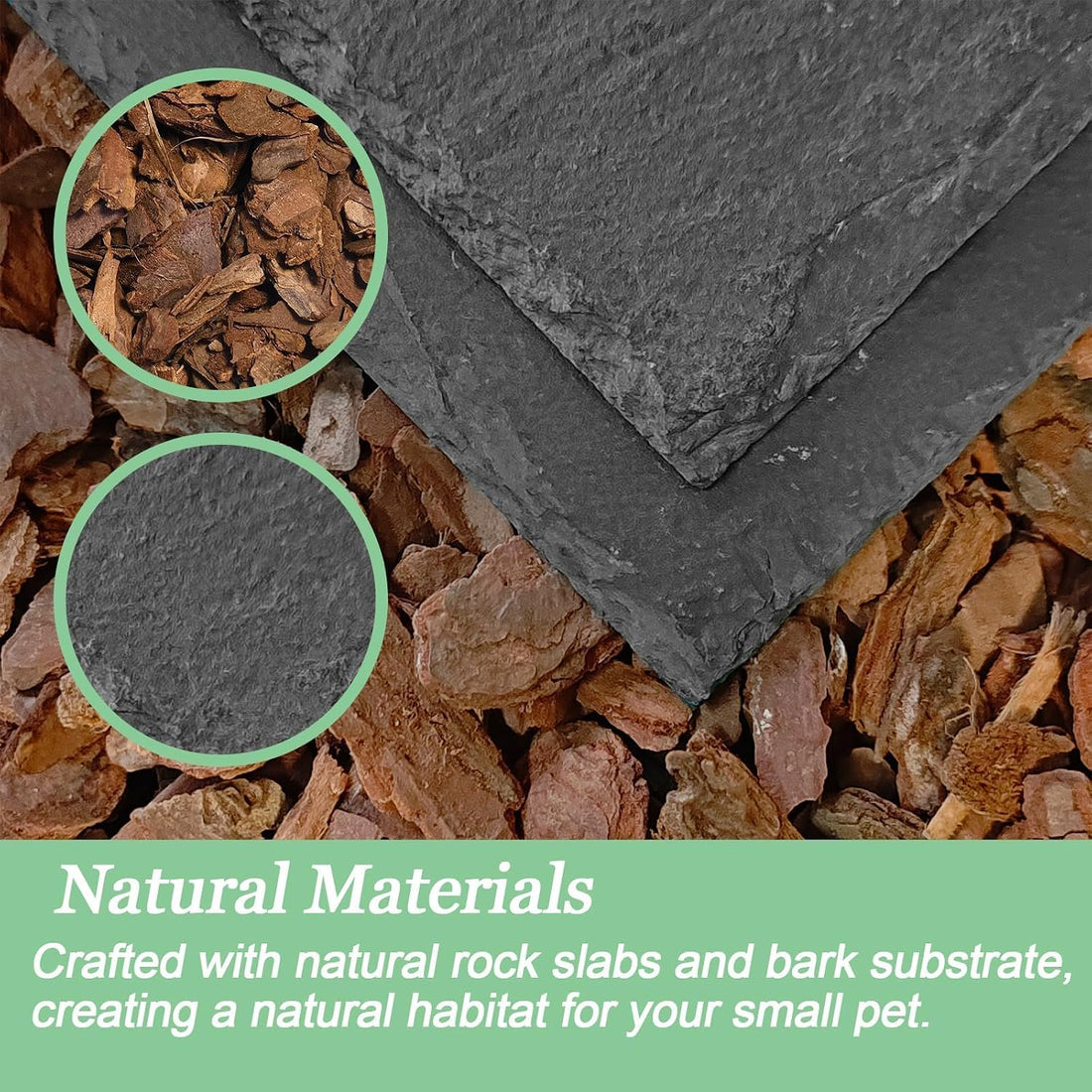 Bearded Dragon Basking Platform Rock Slate with Bark Substrate,M