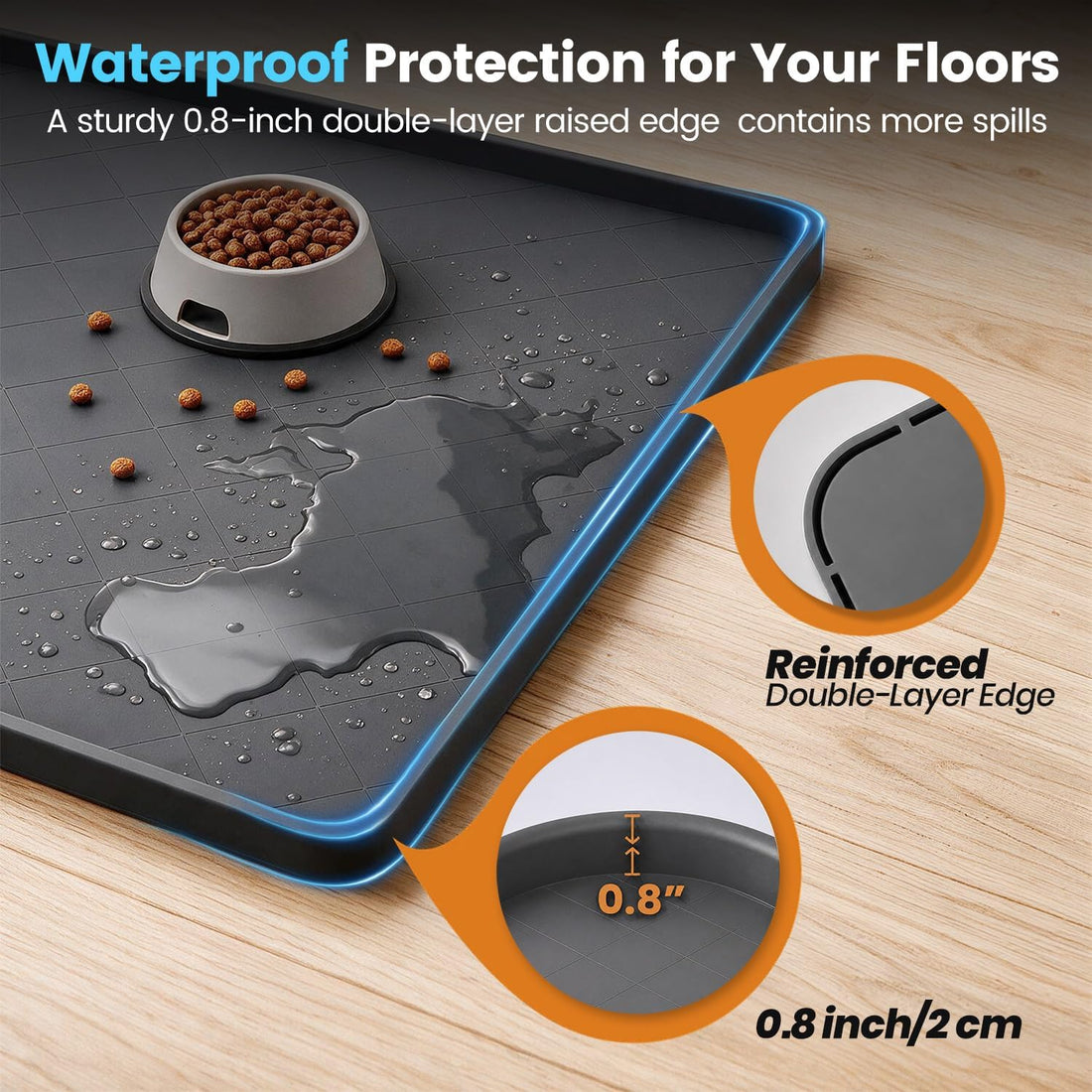 53.9" L x 28" W Extra-Large Silicone Dog Feeding Mat