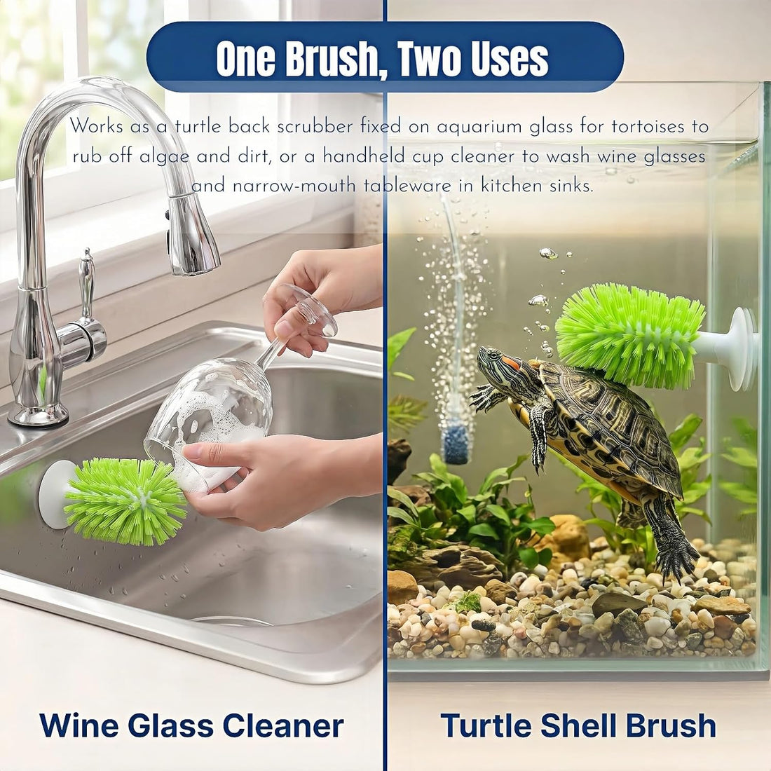 Turtle Shell Cleaning Brush with Suction Cup, 360° PP Bristles