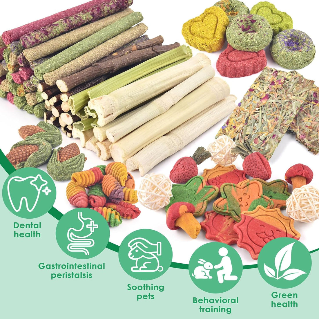 ERKOON 33PCS Bunny Chew Toys for Rabbits Teeth