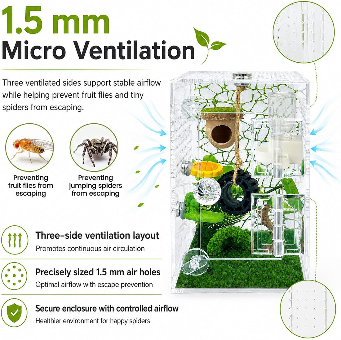 Jumping Spider Enclosure Accessories Kit,Transparent Spider