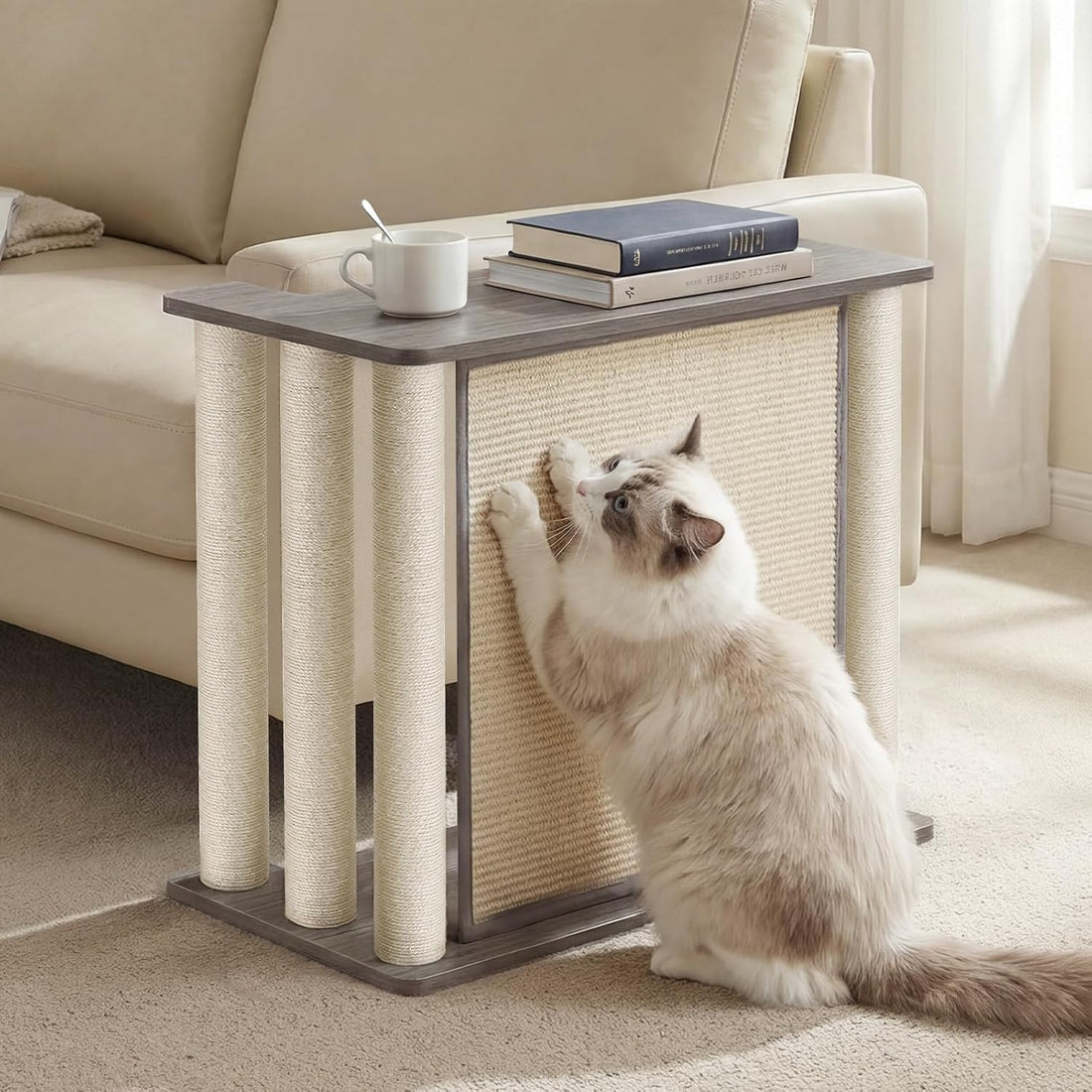 Veehoo Cat Scratcher Side Table for Couch, Sofa Protector End Table