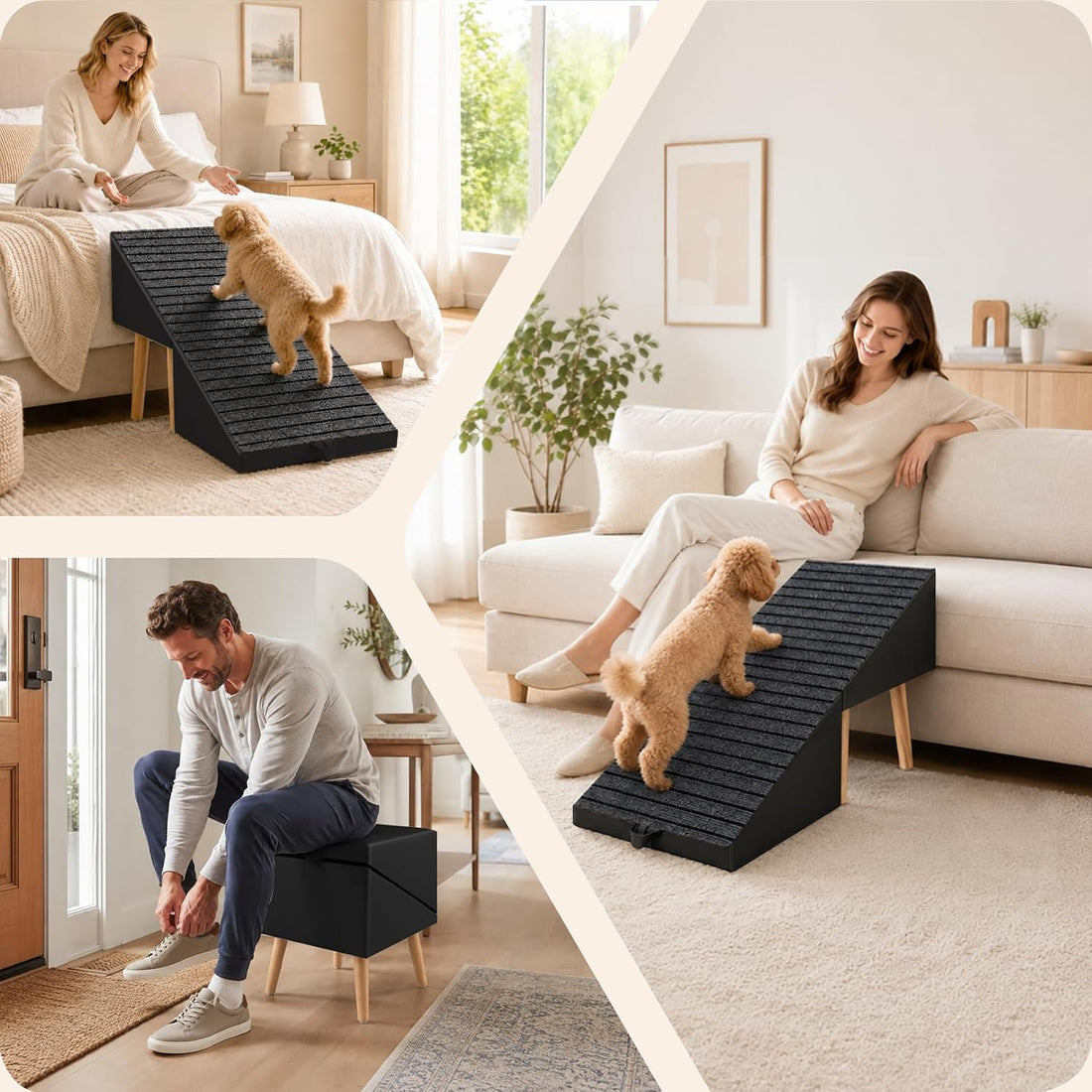 2-in-1 Foldable Dog Ramp Ottoman for Couch