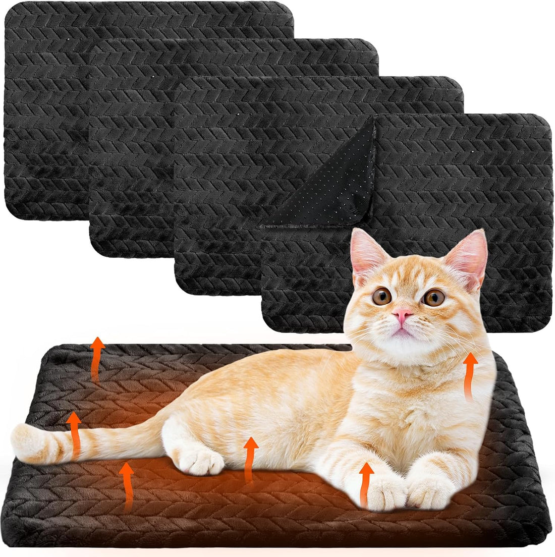 Drydiet 4 Pack Self Warming Cat Bed Mat Self Heating Pad for Dog