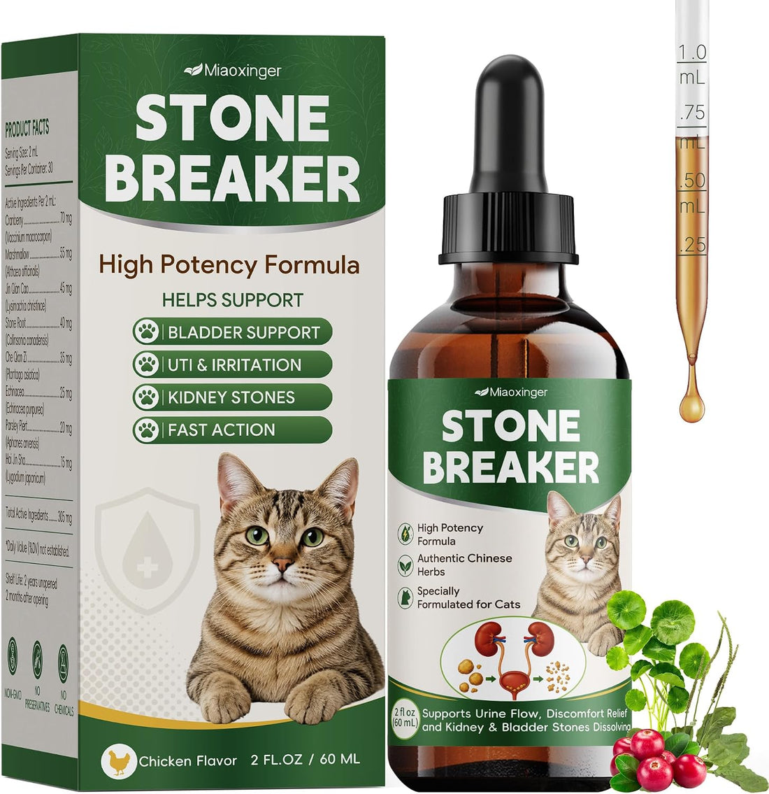 Kidney & Bladder Stones Dissolver for Cats– Traditional Herbal UTI