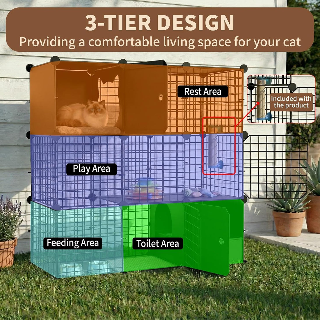 STILLCOVE 3-Tier Cat Cage Indoor