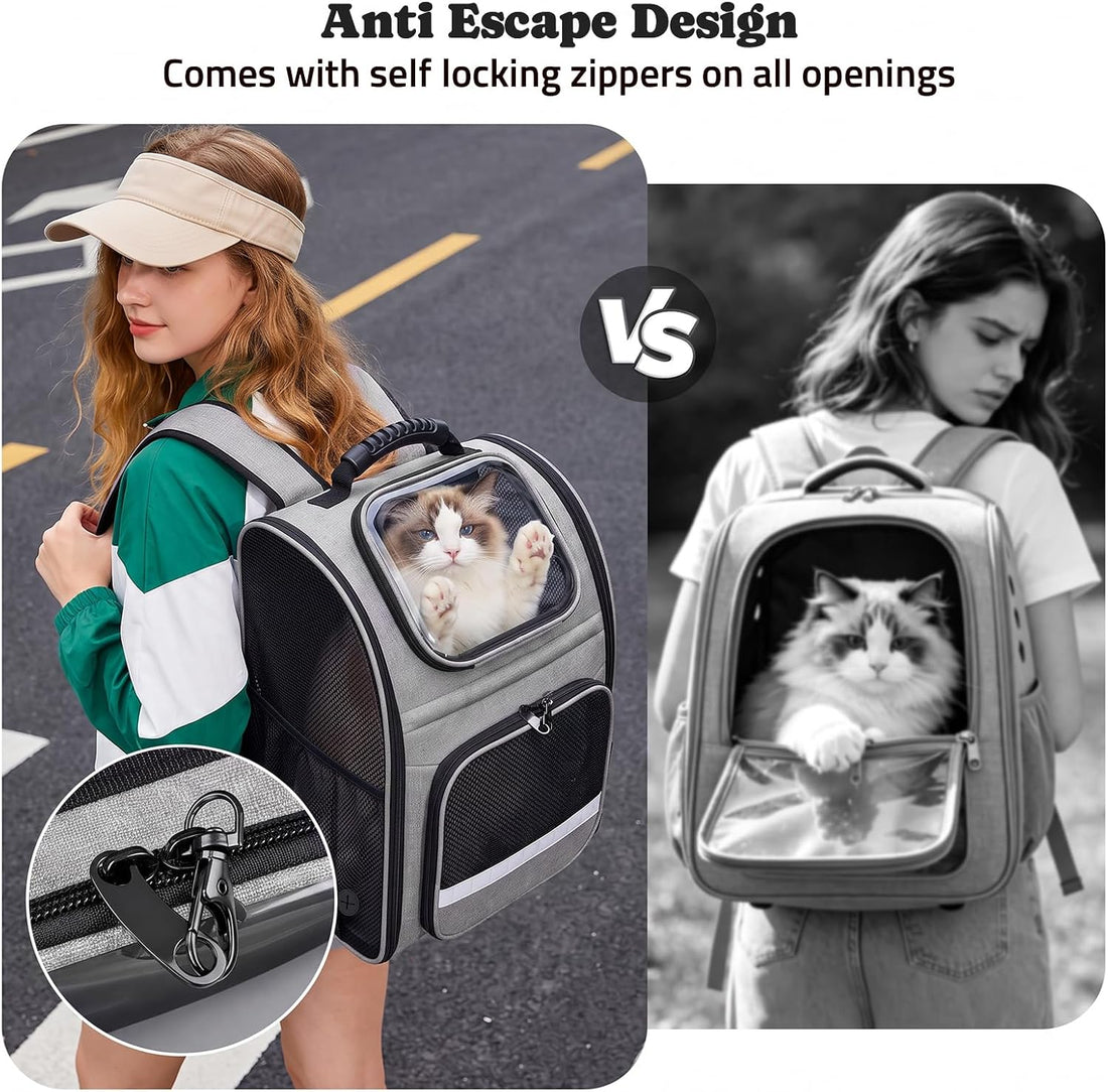 Pawtners Rolling Cat Carrier Backpack with Wheels for Cats Small Dogs