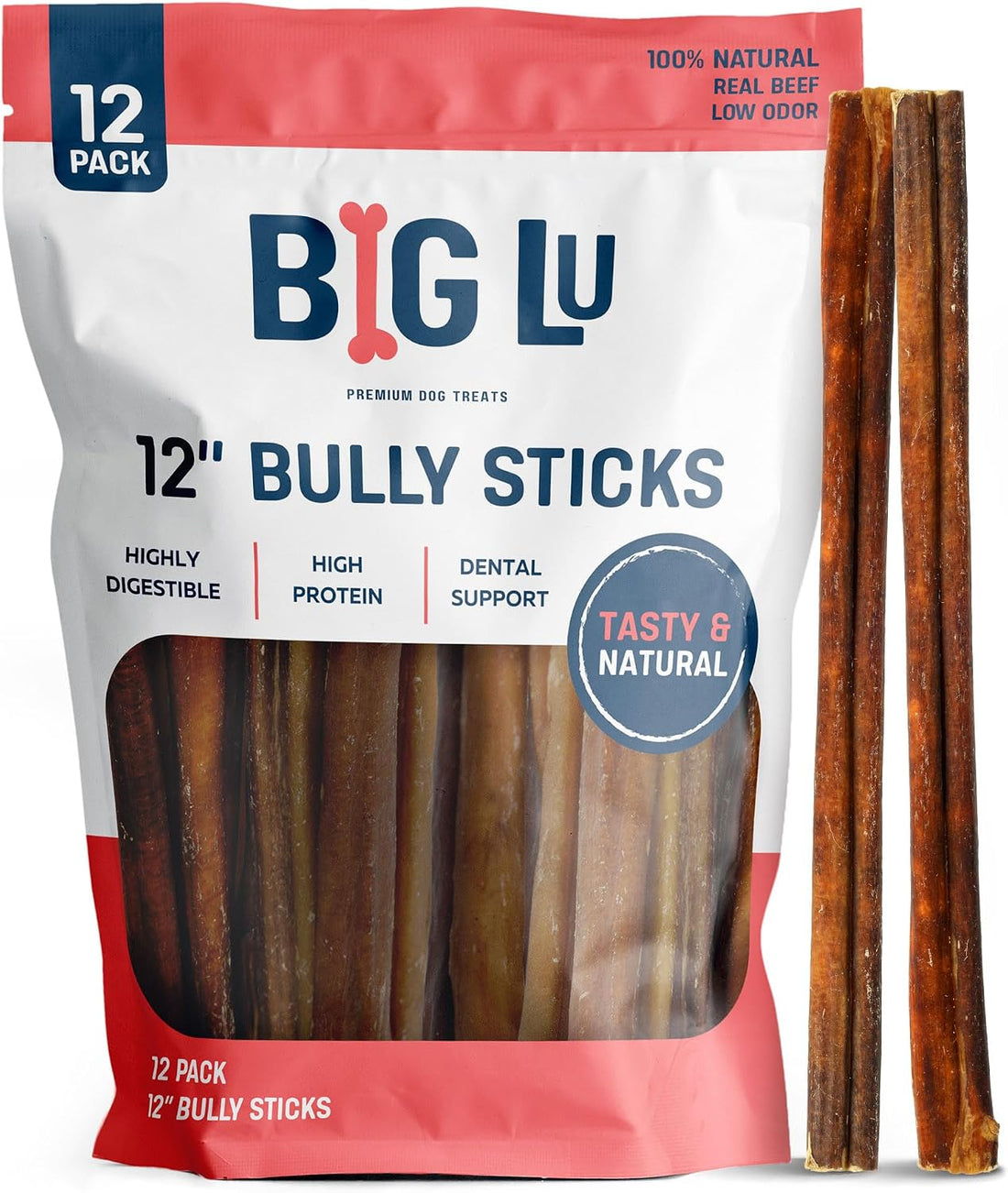 Big Lu - 6” Bully Sticks, 12 Count, Long-Lasting, Low-Odor