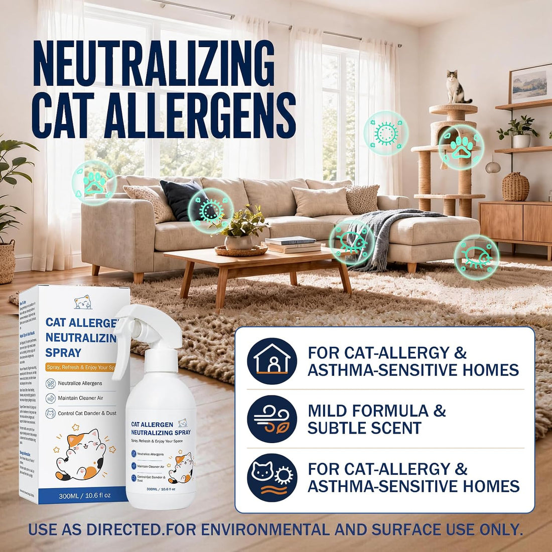Cat Allergen Neutralizing Spray for Humans