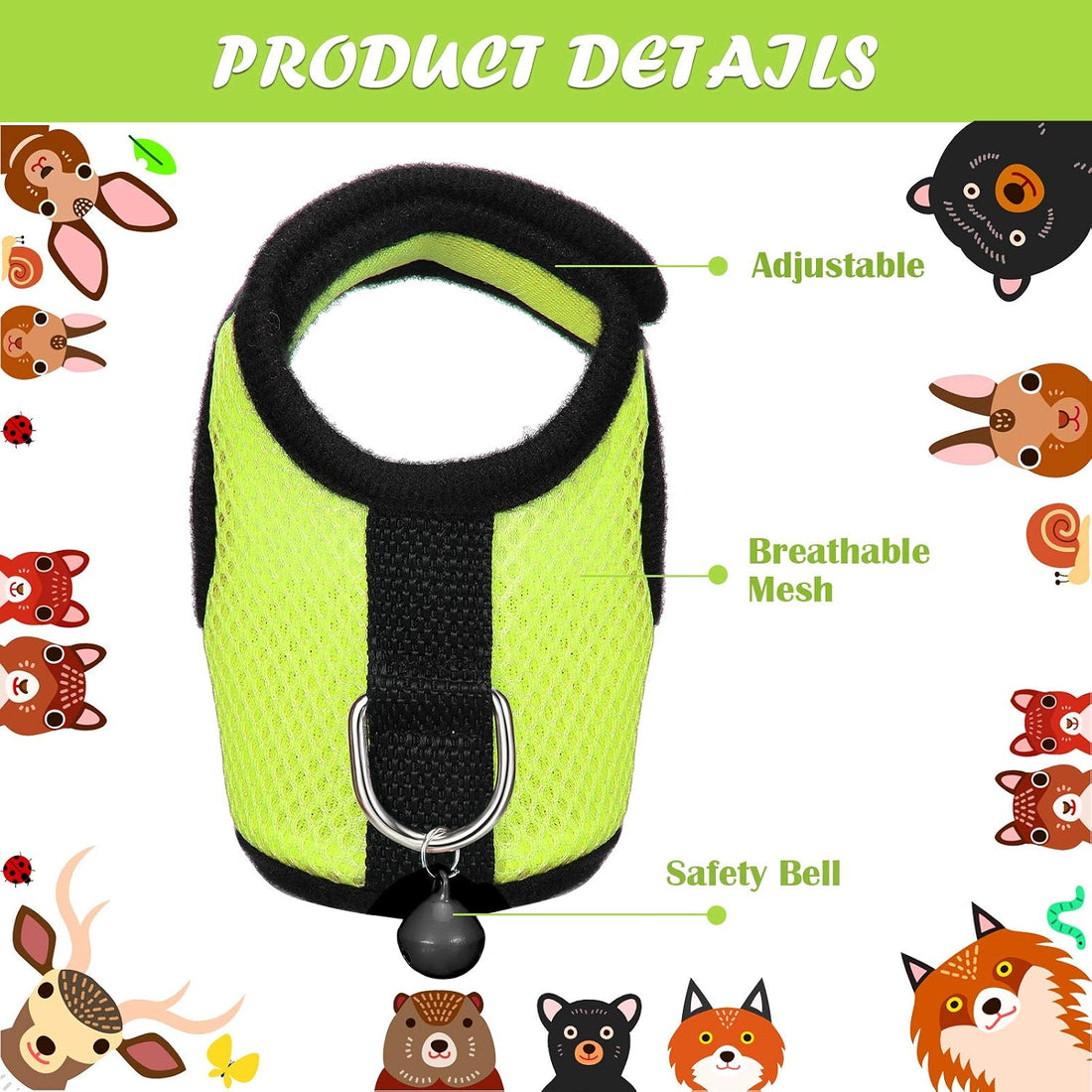 Satinior 2 Sets Guinea Pig Harness and Leash Kit, Green, Pink, S