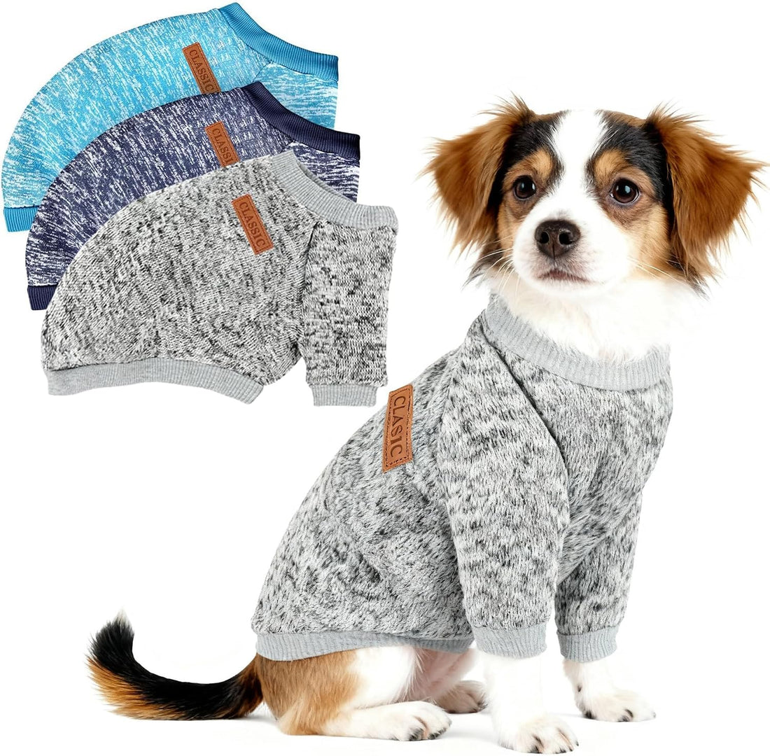 3 Pack Dog Sweaters for Small Dogs Soft Warm Winter Clothes for Puppy