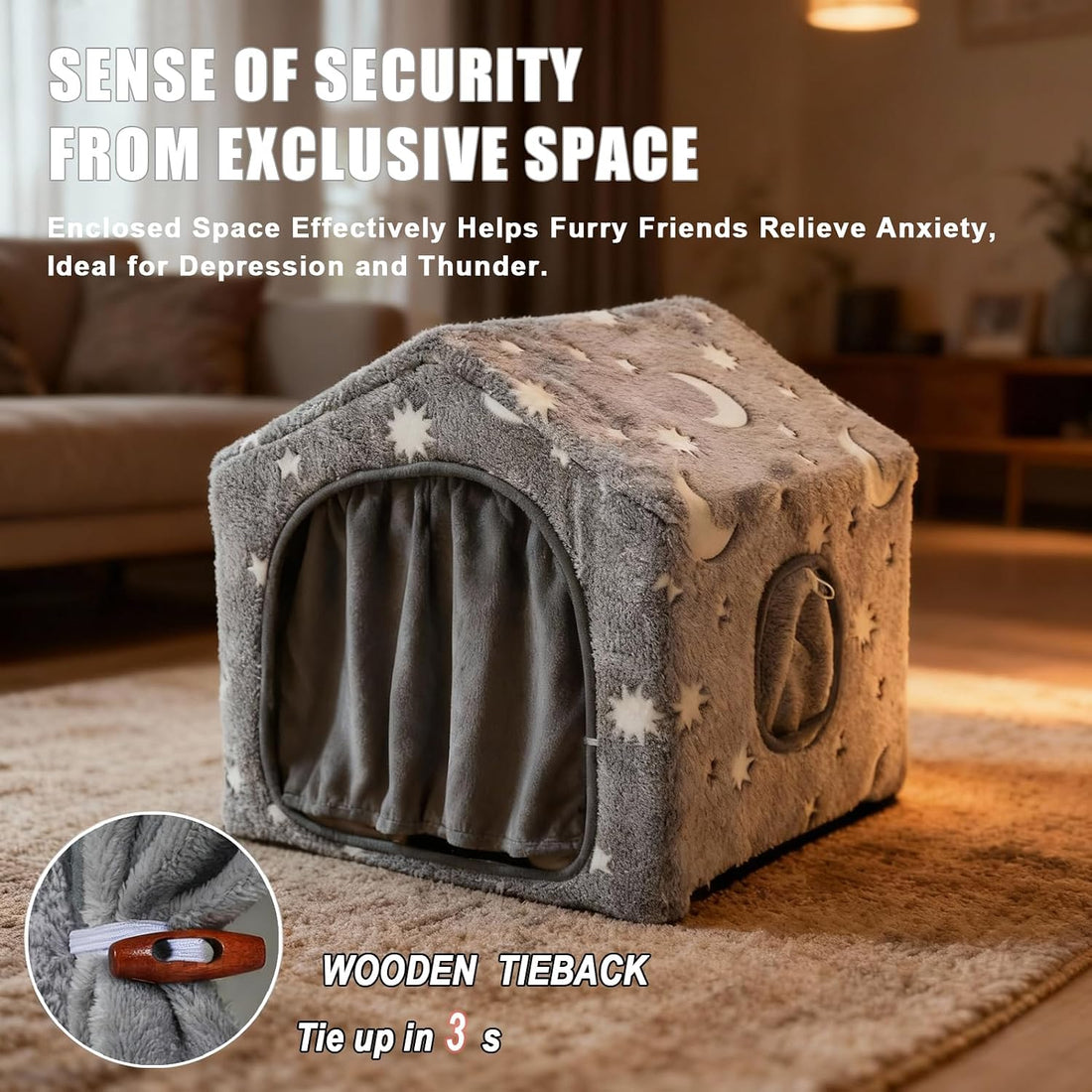 Indoor Dog House, Soft Warm Glow Dog Cave for Cat & Small Dogs