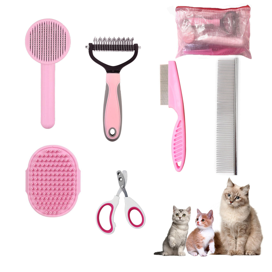 POSAPET Cat Grooming Brush Kit 6 Tools