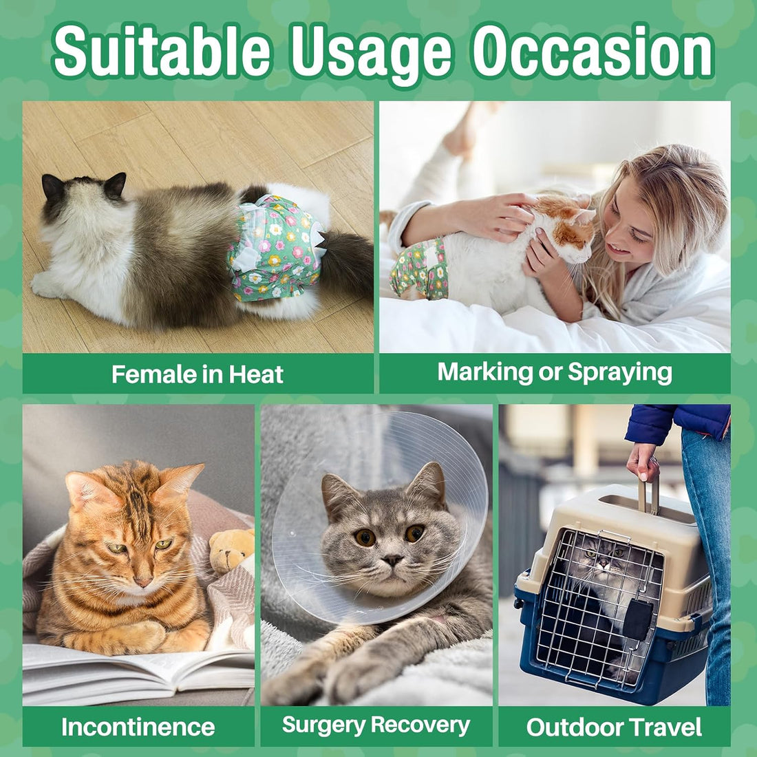 Pet Soft Disposable Cat Diapers - Diaper for Female & Male Cats