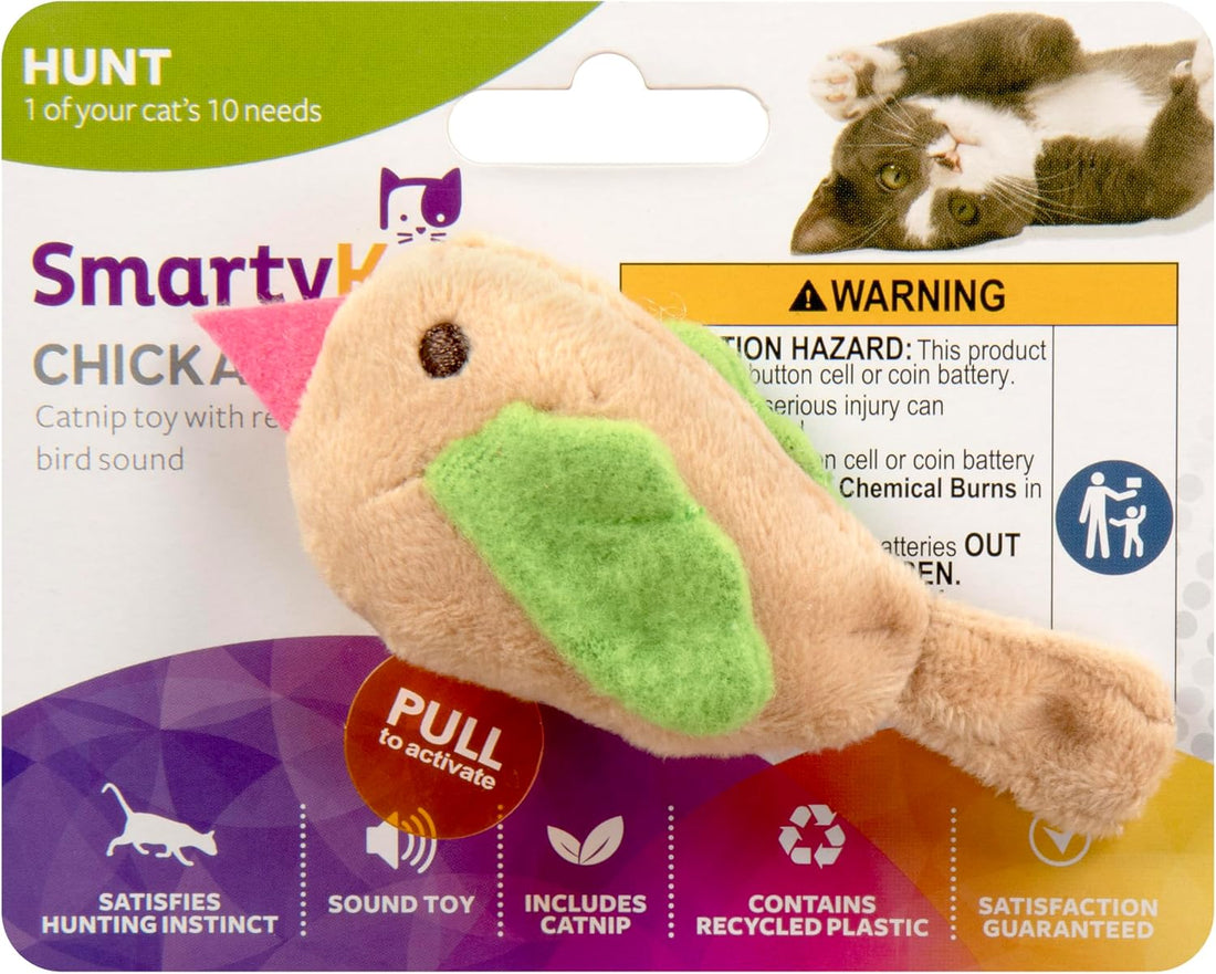 SmartyKat Chickadee Chirp Electronic Sound Cat Toy, Contains Catnip
