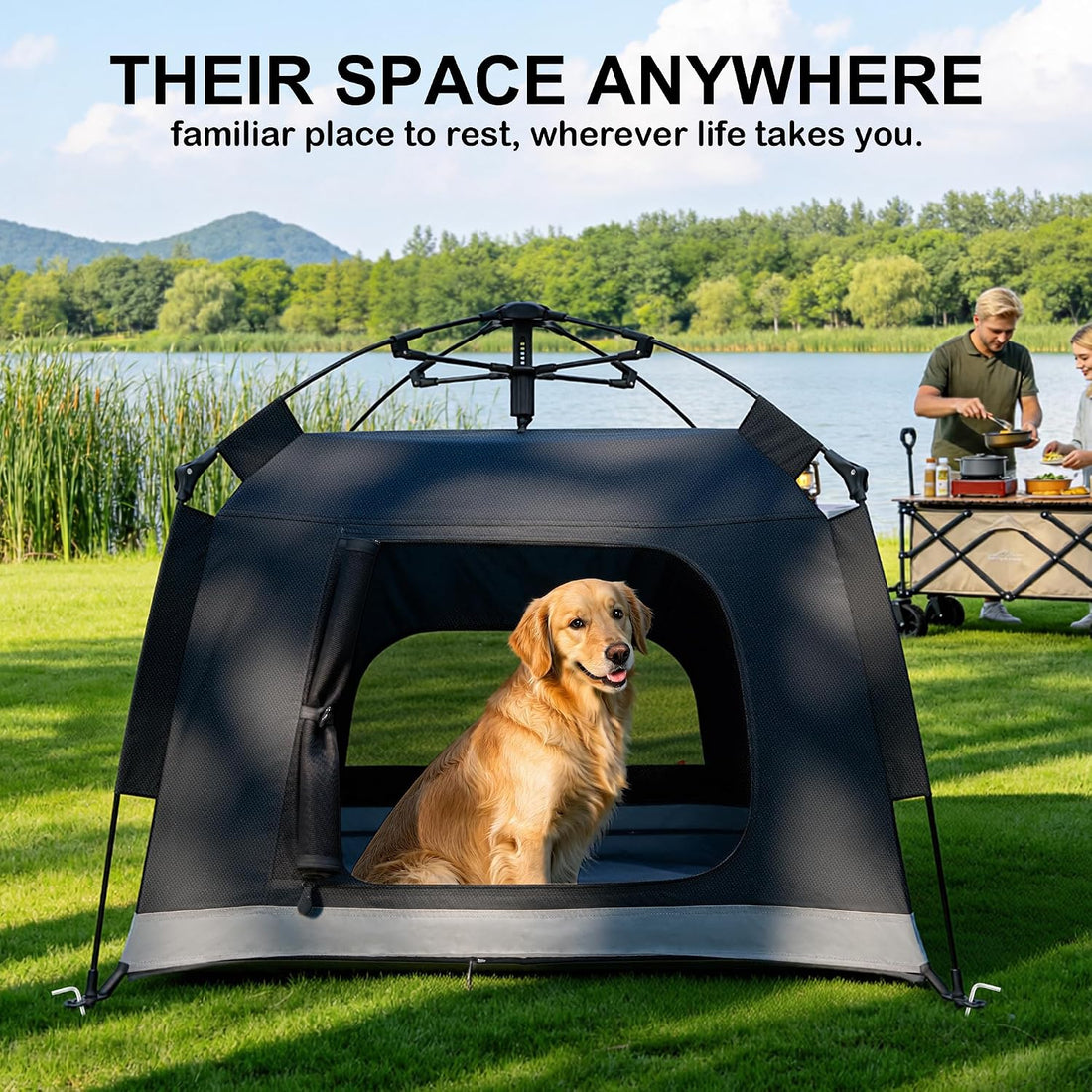 Pop-Up Dog Tent with Removable Floor for Camping and Outdoor Use