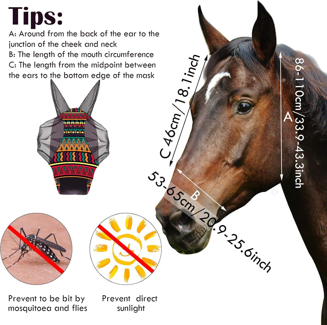 Weewooday 2 Pieces Horse Fly Masks for Horses Soft Fly Masks for Ears