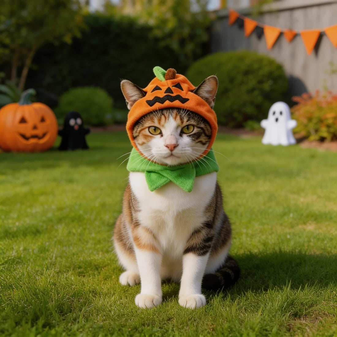 Orgrimmar Halloween Pumpkin Kitty Cat Hat Cosplay Cap Collar Costume