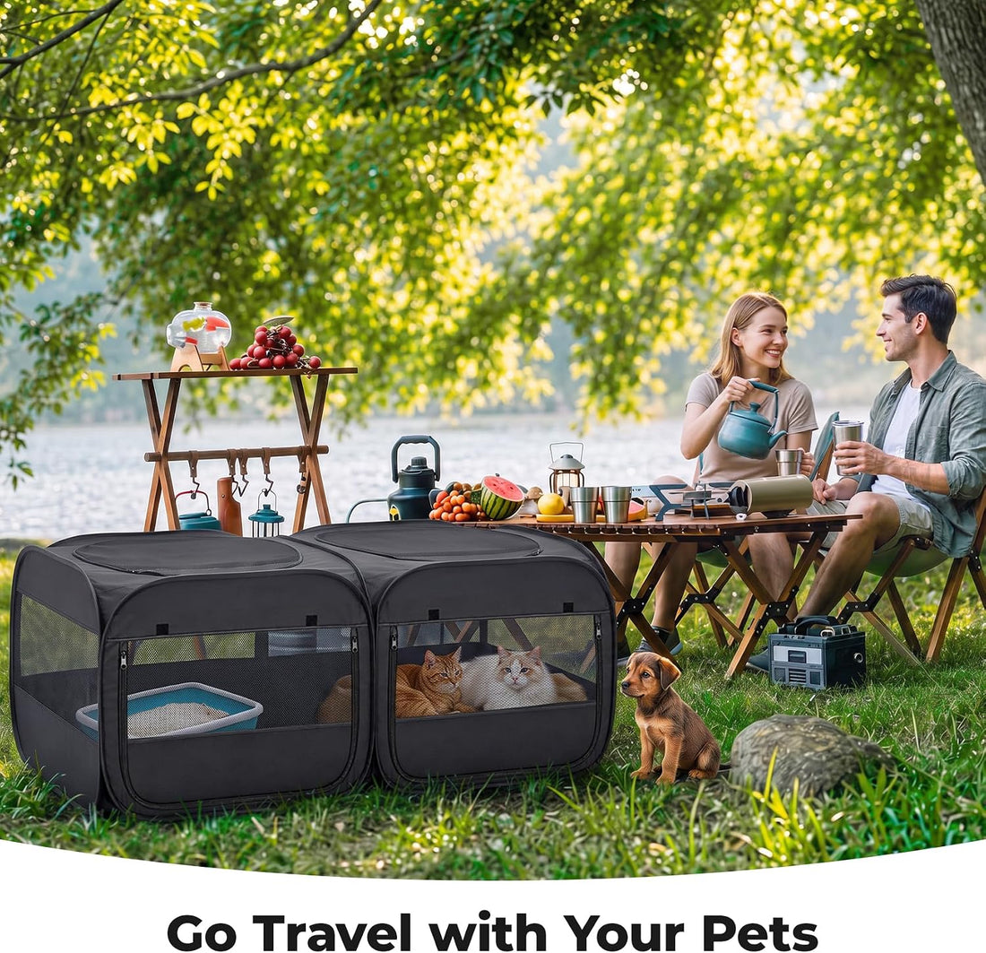 2-in-1 Dog Playpen Portable Cat Playpen, Non-Separable, No Assembly