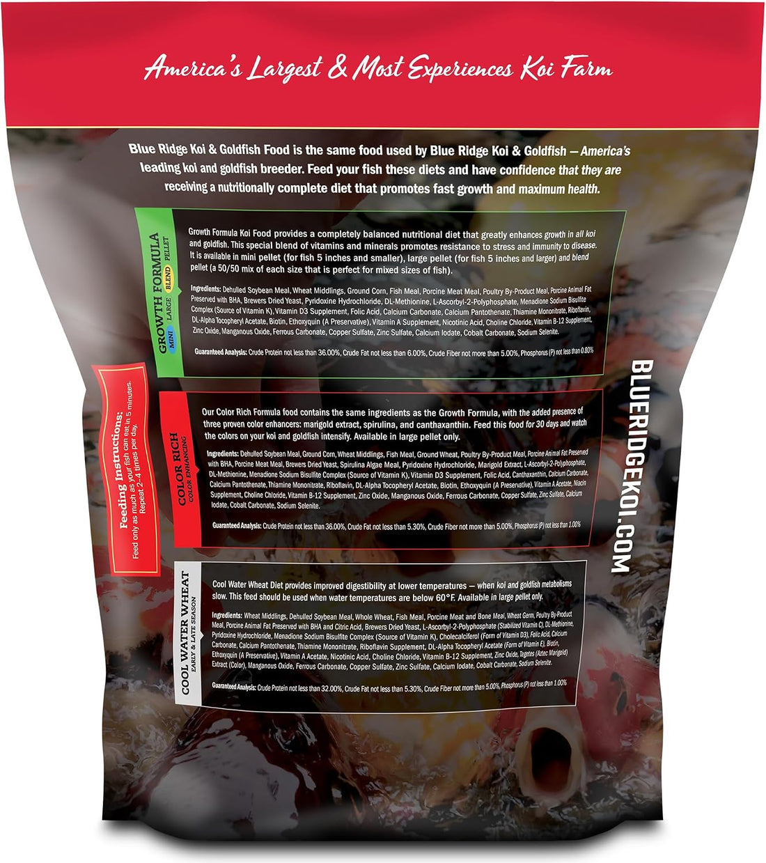 Blue Ridge Koi Fish Food, Growth Formula Mini, 1/8" Pellets, 5 lb