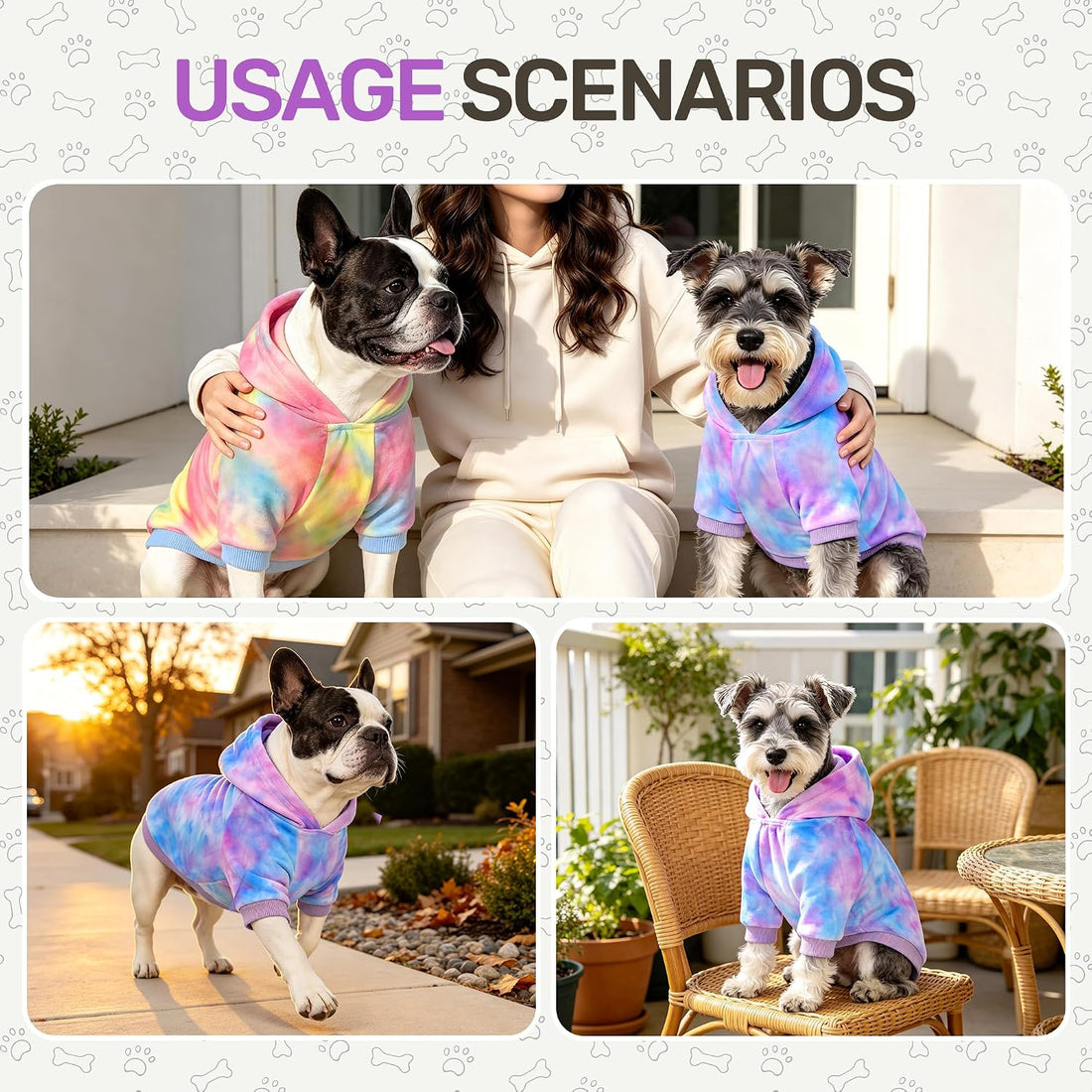 YUDODO Tie Dye Dog Hoodie, Soft Pullover Dog Sweatshirt for Small Dogs