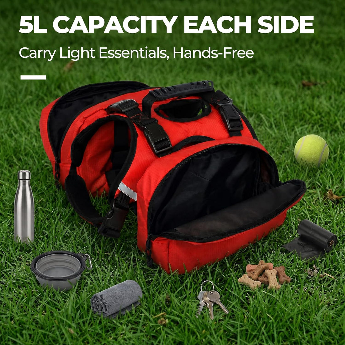 2-in-1 Detachable Dog Backpack Harness for Day Hiking (Medium)
