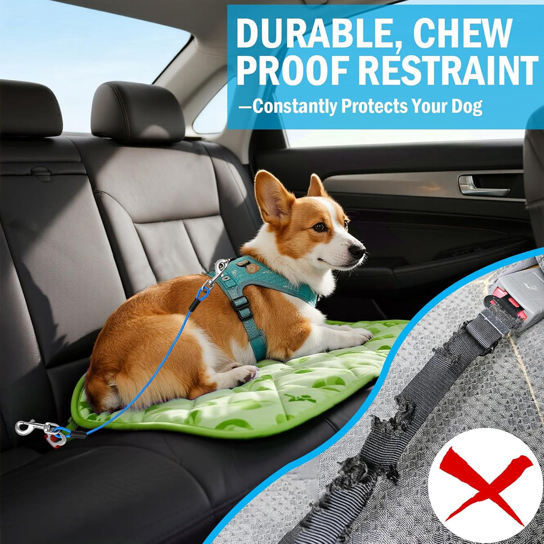 Dog Car Safety Harness, Seatbelt Leash