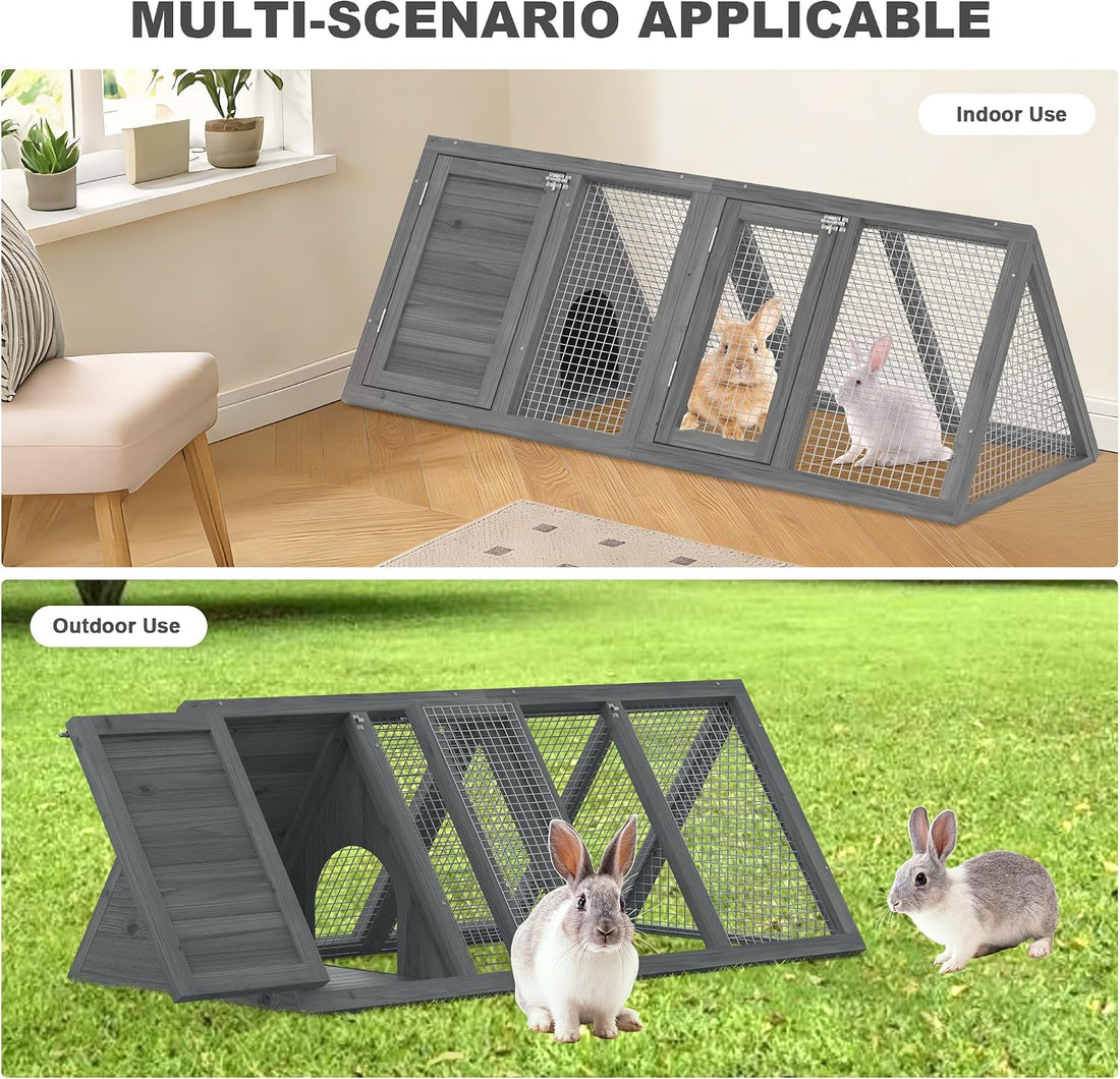 Small Chicken Coop, Wooden Rabbit Hutch Outdoor(Modern Grey)