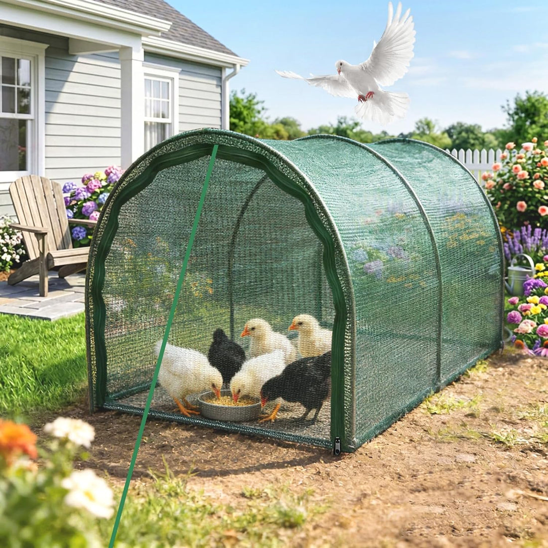 Foldable Chicken Run No Assembly Portable Tunnel for Yard 79 * 30 *