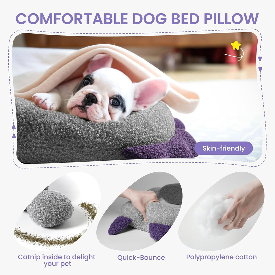 HiPetpy Dog Calming Pillow - Soft Neck Pillow for Dogs
