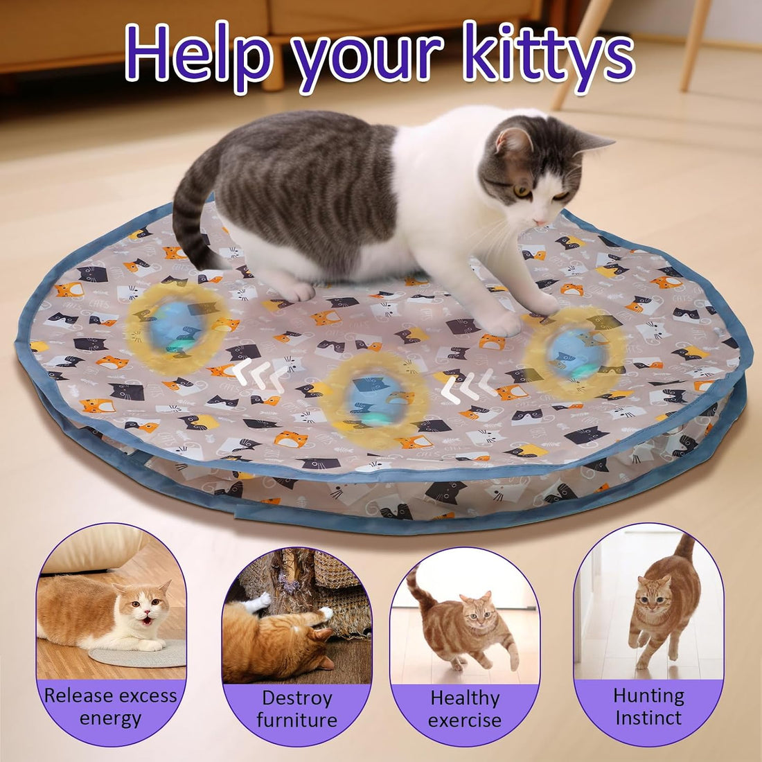 Giociv Interactive Cat Toys Ball Fast Rolling in Pouch