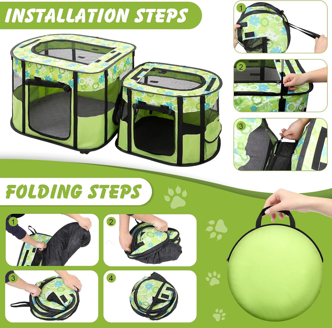 Portable Cat Playpen with Separate Areas
